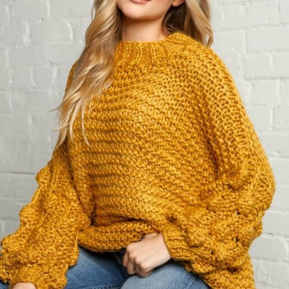 Twisted Up In Love Sweater Pullover Top-Mustard - Picture 2 of 2